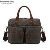 Maleta Portátil Masculina de Negócios com Alça Única Transversal Bolsa Transversal para Viagem ao Ar Livre Bolsa de Lona com Couro Crazy Horse