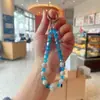 Cadena de Cristal con Cuentas Hecha a Mano para Teléfono Móvil de Celebridad de Internet para Mujeres, Llavero Exquisito y de Alta Gama Junta de Llavero Cadena Corta para Colgar el Teléfono Móvil en la Muñeca