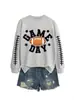 Amazon eBay sitio independiente de moda y único para mujer día de partido colorido fútbol cuello redondo manga larga sudadera