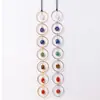 Anillo Colgante de Piedra Rodante Siete Colores de Cristal Natural Transfronterizo Colgante de Piedra de Cristal para Yoga Decoración de Pared Estilo Hogareño Campana de Viento