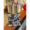 Bolsa de Lona Estampada Frente e Verso Retrô para Mulheres, Nova Bolsa Tote de Grande Capacidade, Bolsa de Ombro Estilo Étnico para o Dia a Dia