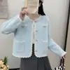 Chaqueta corta tipo cárdigan de cuello redondo estilo Chanel para mujer, nueva prenda exterior de moda ajustada para otoño e invierno para damas
