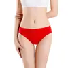Calcinhas Benmingnian para Mulheres Cintura Média-Alta Cor Sólida Respirável Festiva Vermelho Brilhante Calcinhas de Algodão Lingerie Feminina Plus Size Atacado
