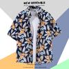 Camisa Floral de Playa Estilo Tailandés de Manga Corta para Hombre ins Pi Shuai Verano Estilo Hong Kong Retro Hawaiana Seda de Hielo Camisa de Playa Trendy
