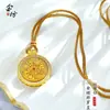 Novo Estilo Chinês Bússola de Oito Tesouros Esmalte Vermelho e Verde Incrustada com Diamantes Pilão de Diamante Pingente de Bússola Ruyi Pingente de Colar Perfeito Atacado