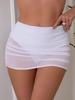 Estilo Nuevo de Comercio Exterior Europeo y Americano Transfronterizo Malla de Color Sólido Cubre-traje de Baño con Pantalones Cortos de Baño, Pantalones Falda que Cubren la Cadera, Ropa Exterior Bikini Falda de Playa para Mujer