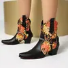 Botas de tacón alto botas de punta nuevo estampado grueso 40 Europa Occidental y Estados Unidos comercio exterior 48 botas de cowboy botas martin tubo corto costura mujer