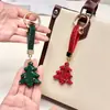 Colgante Llavero de Navidad con Pedrería de Arcilla Transfronterizo con Pedrería, Reno, Árbol de Navidad, Bastón de Santa Claus, Llavero para Bolsa