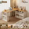 Mesa de canto em madeira maciça para uso doméstico, escrivaninha de estudo e escrita com estante, mesa integrada, penteadeira de quarto, mesa de computador em L ao lado da cama