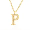 En Stock al por Mayor Colgante Alfabeto de 26 Letras con Diamantes de Acero Inoxidable Europeo y Americano Cadena para Clavícula Collar de Acero de Titanio para Mujeres
