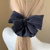 Goma para el Cabello Azul Oscuro Estilo Coreano con Lazo, Personalizada y Versátil para Moño, Nuevo Accesorio para el Cabello