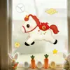 Ovelhas de Desenho Animado Multicoloridas 2027 Ano Novo Adesivos Eletrostáticos para Portas de Vidro Decorações para Vitrines para a Atmosfera do Festival da Primavera