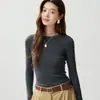 Baicai Terciopelo 2026 Nuevo Llegado Otoño Camisa Base de Punto de Cachemira de Manga Larga Ajustada de Cuello Redondo para Mujer Estilo Francés de Alta Gama