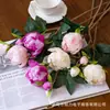 Flores de peonía artificiales de dos cabezas transfronterizas, flores artificiales, flores artificiales para decoración de bodas y hogar, arreglos florales para sala de estar y mesa de comedor
