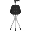 Taburete de Muleta Portátil para Salir, Silla de Muleta Plegable para Personas Mayores, Taburete de Bastón Triangular Antideslizante con Luz