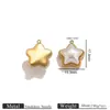 Colgante de Acero Inoxidable Perla de Imitación Estrella con Borde Dorado Retro Corazón Cuadrado Accesorios para Collares Pulseras Hechos a Mano DIY