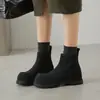Botas de Moda de Diseño de Nicho con Suela Gruesa para Mujer Estilo Británico Botines Botas de Plataforma para Personas Bajas con Alzas Interiores