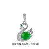 Colgante de cisne de cristal rosa chapado en oro rosa, gran oferta, colgante de cisne de jaspe con piedra de hibisco de imitación, collar de plata, colgante de ganso de diamantes