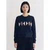 "Rocío Blanco" Estilo Miu Patrón de Diamantes Bloqueo de Color Tejido de Lana Pura Cardigan Cuadros Jacquard Chaqueta en Capas Producto de Alta Calidad Nanyou
