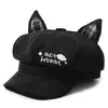 Gorra octagonal bordada con orejas de gato estilo retro, estilo coreano, hace que la cara se vea más pequeña, textura similar al ante, gorra tipo pico, nuevo estilo otoño/invierno para mujer