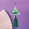 Bolsita del Festival del Bote del Dragón, Bolsita Triangular de Borla para Zongzi Estilo Chino Tradicional Bordada a Mano, Bolsita de Artemisa para Bendiciones, Bolsa Portátil