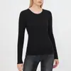 Camiseta Feminina Manga Longa Slim Gola Redonda 300g Fibra de Madeira Seda Ecológica Básica Mais Fácil de Combinar Camiseta de Base Top Branco