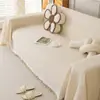 Toalla de sofá de algodón y lino color liso tela para funda de sofá cubierta completa cuatro estaciones universal cojín de sofá antiarañazos de gato lavable a máquina estilo nórdico