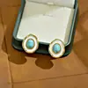 Pendientes Elegantes y de Alta Gama con un Diseño Ovalado Turquesa de Lujo Ligero, Joyería de Oreja de Nicho para Mujer, Accesorios de Socialité, Pendientes Estilo Coreano
