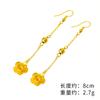 Pendientes de oro y arena para mujer, de aleación de cobre, estilo chino, con temperamento, regalo, con flor de calabaza.