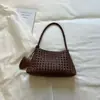 Bolso Pequeño Cuadrado Tejido Hueco de Color Sólido Estilo Coreano, Nuevo Modelo Verano 2026, Gran Capacidad, Aspecto Elegante y Relajado, Bolso de Hombro Único