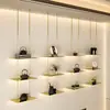 Estante colgante de hierro forjado, estante de exhibición, gabinete colgante con divisiones, estantería de techo, estante de pared, estante decorativo creativo