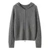 Nuevo cárdigan de cachemira con capucha para otoño e invierno para mujer, con capucha y patrón trenzado, elegante y con estilo, chaqueta sudadera de estilo casual holgado