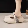 Sandalias tejidas cerradas de suela gruesa para mujer, nuevo estilo de verano 2026, sandalias de lino fáciles de poner para mujer