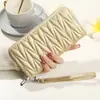 Transfronteiriço Novo 2024 Carteira Feminina Longa Bordada Linha Bolsa para Celular Carteira Multi-cartão Bolsa para Cartões Grande Capacidade Tendência Bolsa de Mão