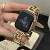Pulseira de Metal Vazada com Design de Grade em Forma de Diamante Adequada para Apple Watch iWatch 12ª Geração 11/10Se