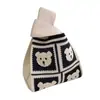 Bolsa Saco, Bolsa de Mão para Escritório, Bolsa de Lanche Fofa em Formato de Saco, Bolsa de Tricô Portátil para Sair, Bolsa de Palha de Novo Estilo