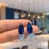Zhuang Shengsheng Jóias Europeu e Americano Moda Simulação Azul Vidro Jóias terno Pingente 15*25 Brincos 8*16