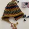 Ganchillo de mano de moda personalizado color con bola sombrero de invierno para estudiantes para mujer adulto Sombrero de punto versátil protección cálida para las orejas tendencia