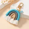 Pingente Original Arco-Íris Tecido à Mão, Pingente para Bolsa com Franja Estilo Boêmio, Mini Pingente Fofo para Chaveiro