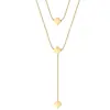 Collar Chuanze de doble capa, moderno, nuevo, simple, versátil, de trébol de cuatro hojas, estilo minimalista, bañado en oro de 18 quilates con acabado galvanizado