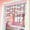 Cortina decorativa para puerta de gato rojo y corazón morado Cortina colgante para habitación infantil Accesorios para colgar Cortina colgante sin perforaciones Colgante de pared sin perforaciones