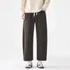 Nueva colección de otoño: pantalones casuales para hombre, de pierna recta, corte holgado, pantalones versátiles de pierna ancha, efecto adelgazante, con buena caída y un largo de nueve décimas