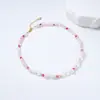 Aliexpress Más Vendido Cristal Rosa Natural Jade Rosa Teñido Irregularmente Perla de Agua Dulce Pulida por Ambos Lados Collar de Cuentas Diseño Pequeño