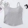Camisola Casual de Moda para Mujer con Cuello en U de Algodón, Cómoda y Transpirable con Copas Fijas, Color Sólido, Hermoso Diseño de Espalda Camiseta sin Mangas