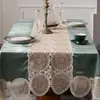 Mantel Redondo de Terciopelo Bordado Estilo Europeo con Encaje Espesor Estilo Lujo Ligero Mantel Redondo Bordado de Gama Alta
