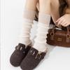 Pierneras de Lana Tejida para Mujer Otoño e Invierno, Engrosadas para Calor, Calcetines de Pantorrilla con Bloques de Color Grises