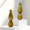 Masajeador Facial de Perla de Cuerno de Sándalo Verde, Herramienta de Acupresión de Latón, Herramienta Pequeña de Masaje para Ojos de Vaina de Loto