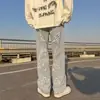 Jeans de calle moda verano hombre marca parche pantalones rectos hip hop callejero americano talla grande pierna ancha mopa pantalones largos