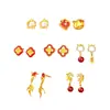 Aretes Originales de la Semana del Caballo para Mujer, Plata Pura, Elementos del Año Nuevo Estilo Chino, Aretes de Moneda de Trébol Próspero