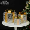 Decoración navideña arte en hierro caja de regalo luminosa juego de tres piezas adorno de exhibición arreglo de escena de árbol de Navidad